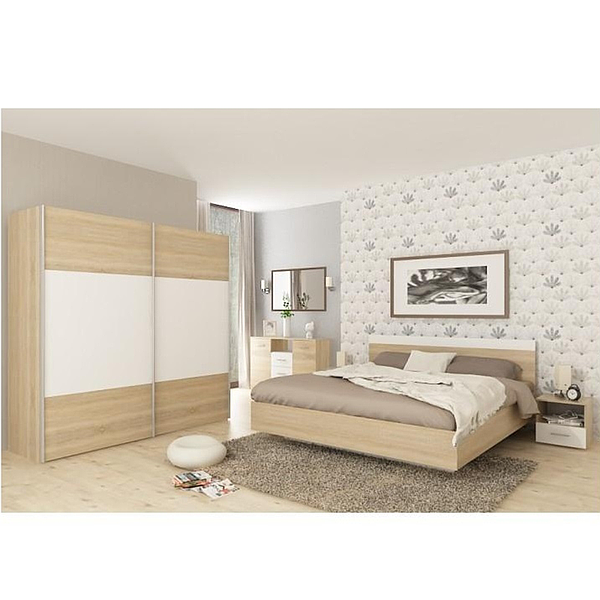 Set dormitor (pat 180x200 cm), stejar sonoma/ alb, GABRIELA NEW