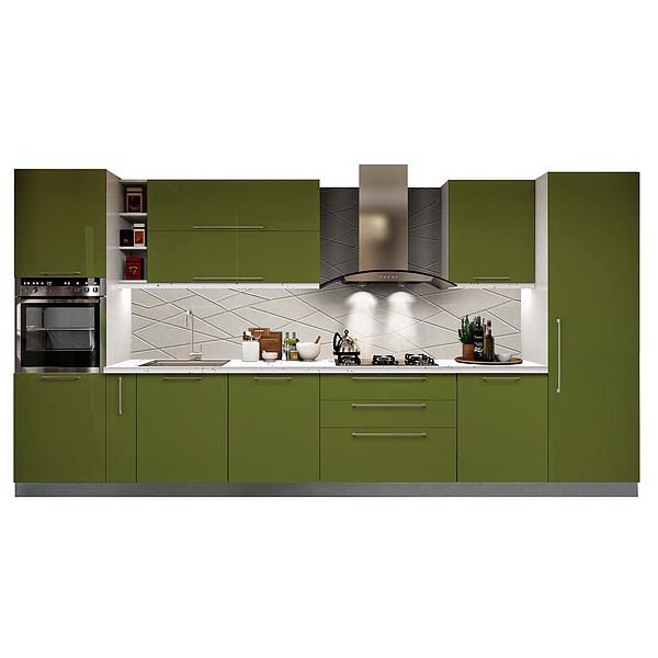 Set Bucatarie CHARM 01 410cm - Fronturi: MDF Lucios Verde - Blat: Andromeda