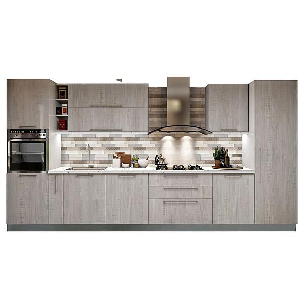 Set Bucatarie CHARM 01 410cm - Fronturi: PAL Lemn Alb  - Blat: Andromeda