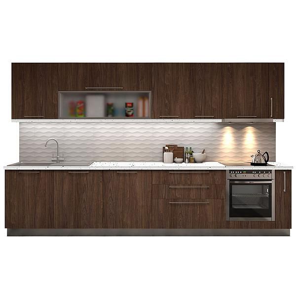 Set Bucatarie CHARM 03 350cm - Fronturi: PAL Lemn Antichizat 08 - Blat: Andromeda