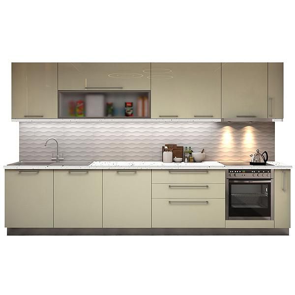 Set Bucatarie CHARM 03 350cm - Fronturi: MDF Lucios Crem - Blat: Andromeda