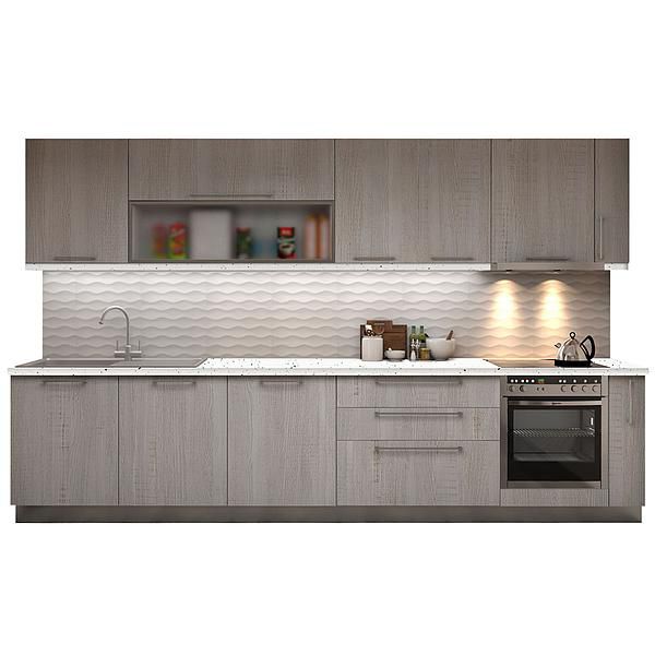 Set Bucatarie CHARM 03 350cm - Fronturi: PAL Lemn Alb  - Blat: Andromeda