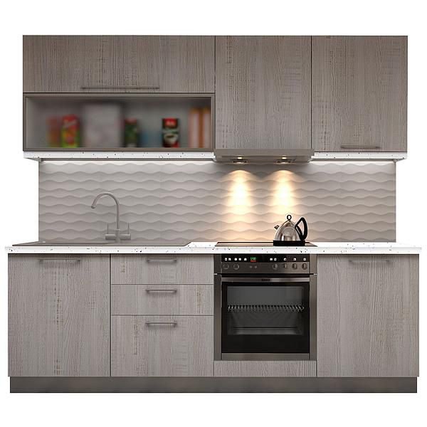 Set Bucatarie CHARM 04 240cm - Fronturi: PAL Lemn Alb  - Blat: Andromeda