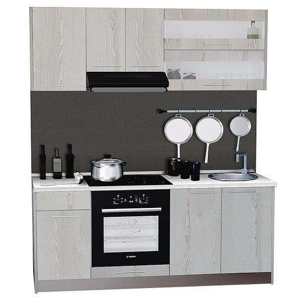 Set Bucatarie DOMINO 01 180cm - Fronturi: PAL Pin Alb 08 - Blat: Andromeda