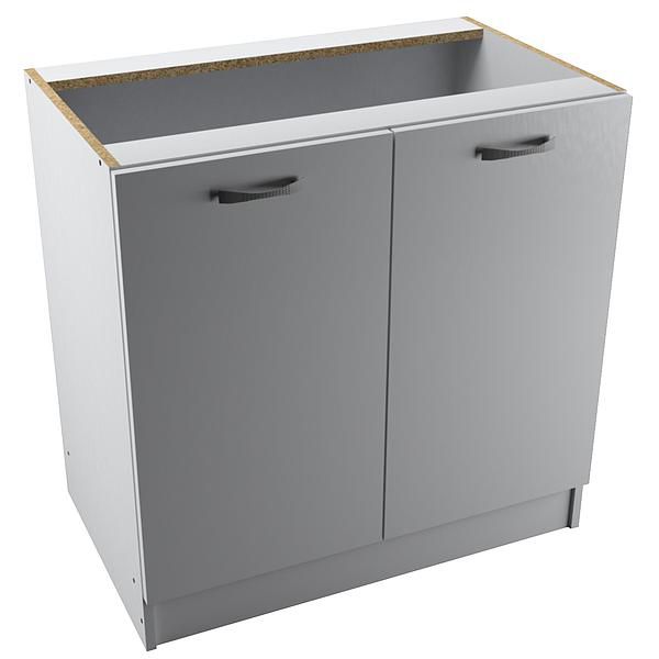 Corp baza 2 usi START 80X80X50 - Fronturi: PAL Alb 04 - Manere: Satin