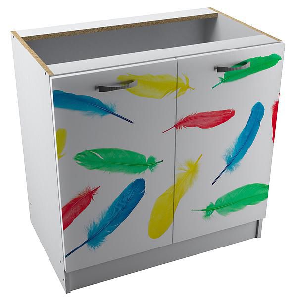 Corp baza 2 usi START 80X80X50 - Fronturi: PAL Printat - Manere: Satin