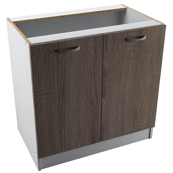 Corp baza 2 usi START 80X80X50 - Fronturi: PAL Sonoma Tabac - Manere: Satin