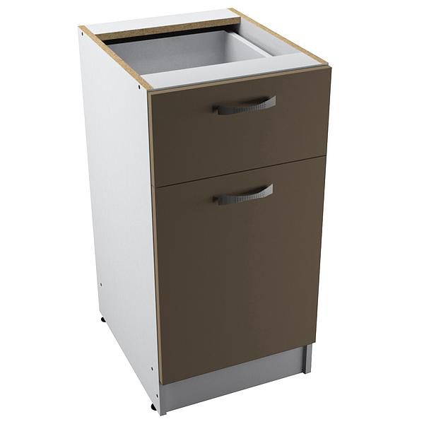 Corp baza 1 usa si 1 sertar START 40X80X50 - Fronturi: PAL Capucino 04 - Manere: Satin