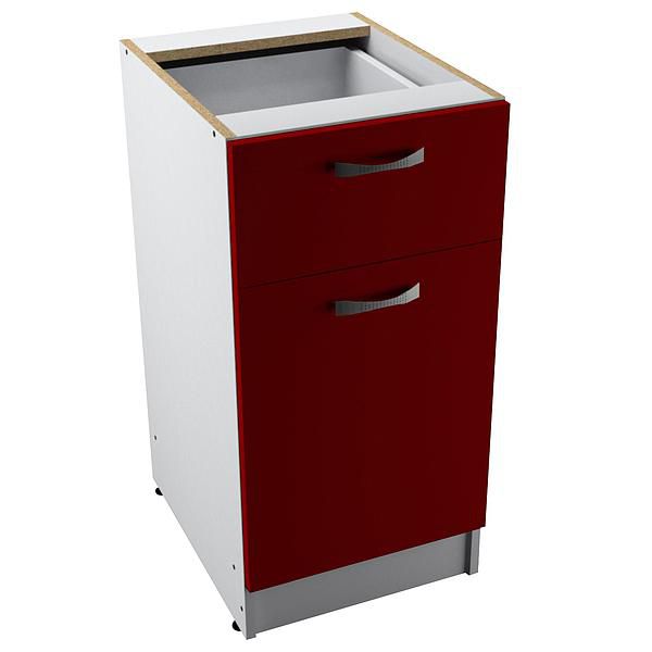 Corp baza 1 usa si 1 sertar START 40X80X50 - Fronturi: PAL Rosu Chili 04 - Manere: Satin