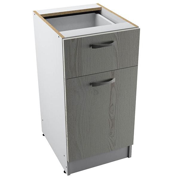 Corp baza 1 usa si 1 sertar START 40X80X50 - Fronturi: PAL Pin Alb 04 - Manere: Satin