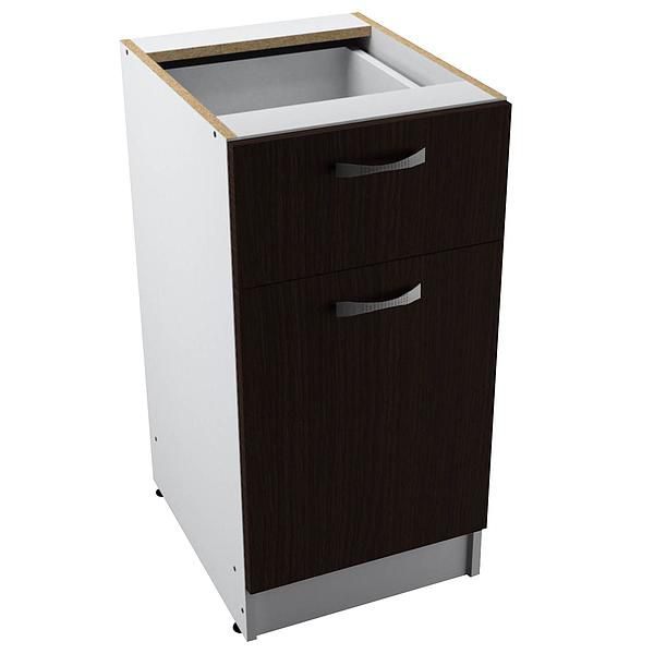 Corp baza 1 usa si 1 sertar START 40X80X50 - Fronturi: PAL Wenge - Manere: Satin