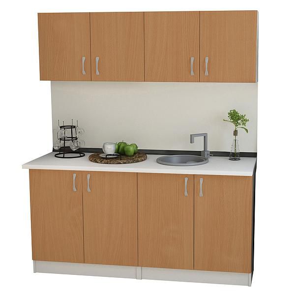 Set Bucatarie START 04 160cm - Fronturi: PAL Fag 04 - Blat: Alb Perlat - Manere: Satin