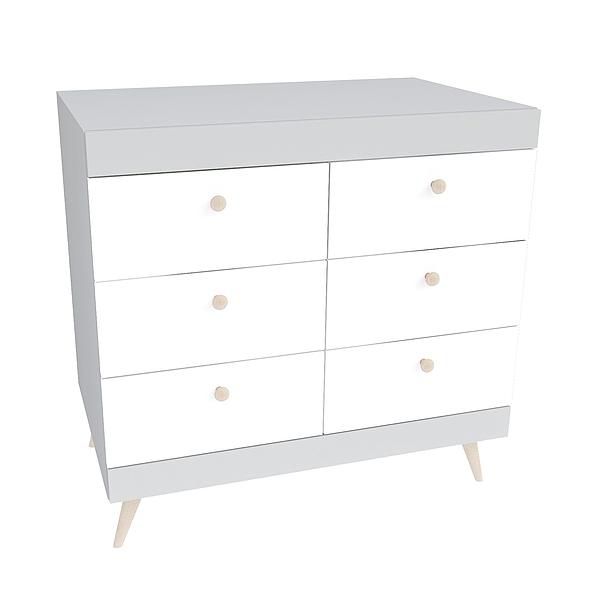 Comoda scandinava THOR 6 sertare 90x85x43 - Carcasa: PAL Gri piatra - Fronturi: PAL Alb 1