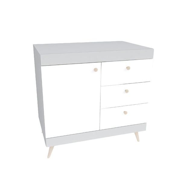 Comoda scandinava THOR 3 sertare 90x85x43 - Carcasa: PAL Gri piatra - Fete: PAL Alb 1