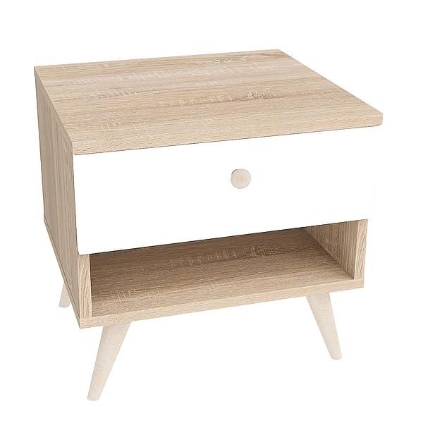 Noptiera scandinava THOR  - Carcasa: PAL Sonoma - Fete: PAL Alb 1