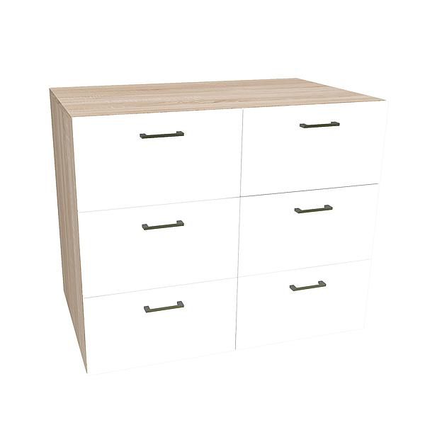 Comoda JUMBO 6 sertare 90x85x43 - Carcasa: PAL Sonoma - Fete: PAL Alb 1