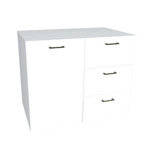 Comoda JUMBO 3 sertare 90x85x43 - Carcasa: PAL Gri piatra - Fete: PAL Alb 1