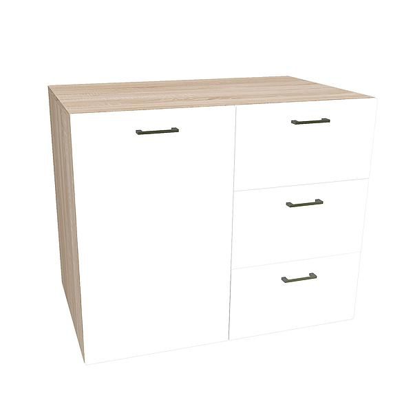 Comoda JUMBO 3 sertare 90x85x43 - Carcasa: PAL Sonoma - Fete: PAL Alb 1