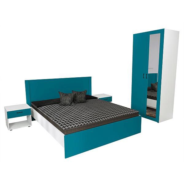 Set JUMBO (J65 + 2xJ51 + J4 + O) - Carcasa: PAL Alb - Fete: MDF Lucios Turcoaz - Tablie: Netapitata