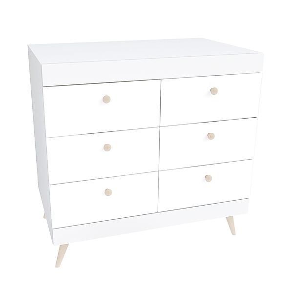 Comoda scandinava THOR 6 sertare 90x89x57 - Carcasa: PAL Alb - Fete: PAL Alb 1