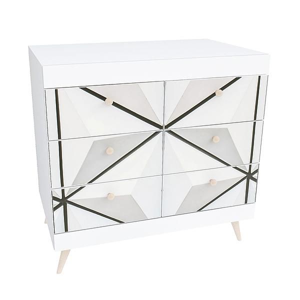 Comoda scandinava THOR 6 sertare 90x85x43 - Carcasa: PAL Alb - Fete: PAL Printat