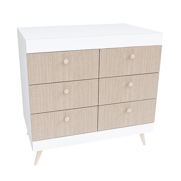 Comoda scandinava THOR 6 sertare 90x85x43 - Carcasa: PAL Alb - Fete: PAL Greige Tessea