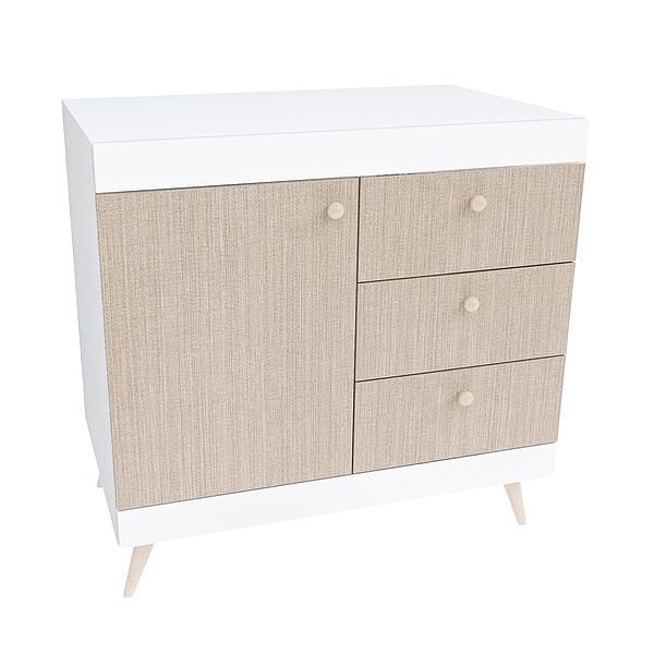 Comoda scandinava THOR 3 sertare 90x85x43 - Carcasa: PAL Alb - Fete: PAL Greige Tessea
