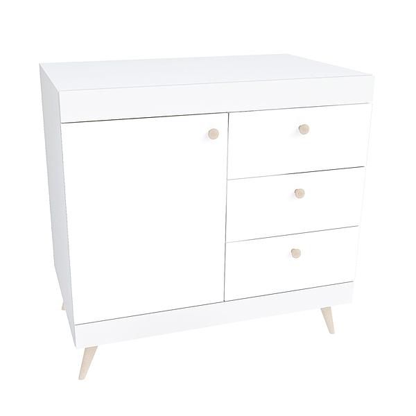 Comoda scandinava THOR 3 sertare 90x85x43 - Carcasa: PAL Alb - Fete: PAL Alb 1