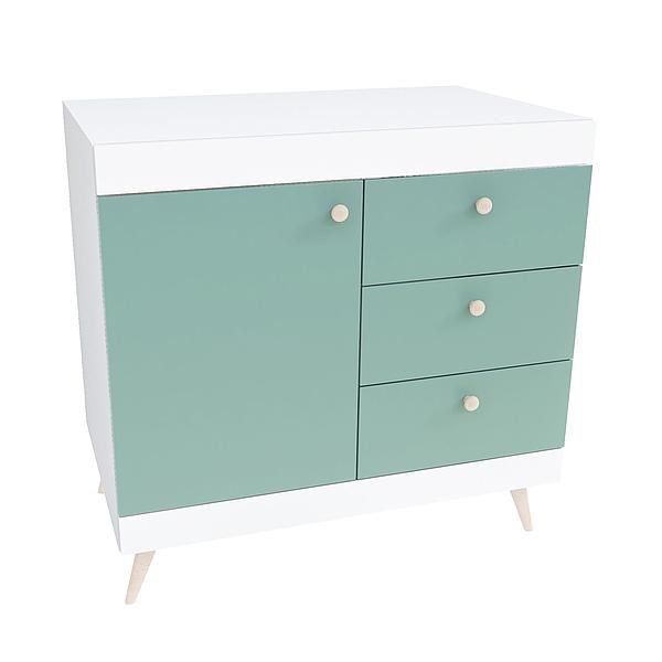 Comoda scandinava THOR 3 sertare 90x85x43 - Carcasa: PAL Alb - Fete: PAL Amurg