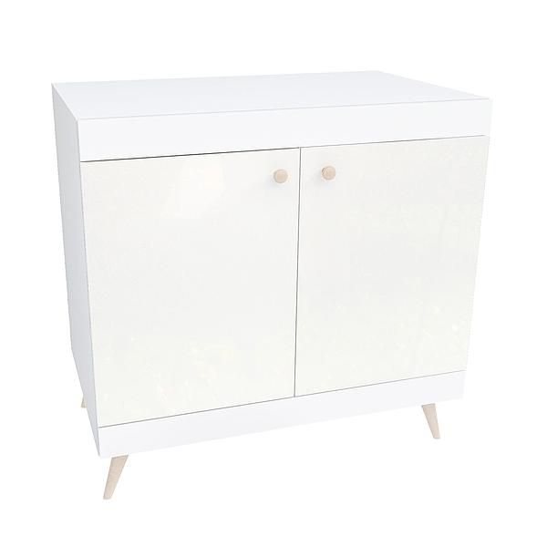 Comoda scandinava THOR 1 raft 90x85x43 - Carcasa: PAL Alb - Fete: MDF Lucios Alb