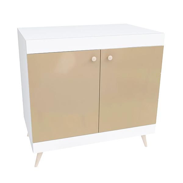 Comoda scandinava THOR 1 raft 90x85x43 - Carcasa: PAL Alb - Fete: MDF Lucios Capucino