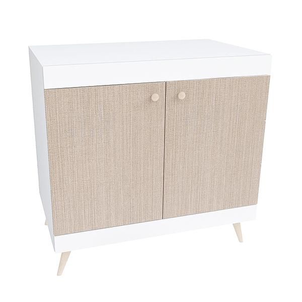 Comoda scandinava THOR 1 raft 90x85x43 - Carcasa: PAL Alb - Fete: PAL Greige Tessea