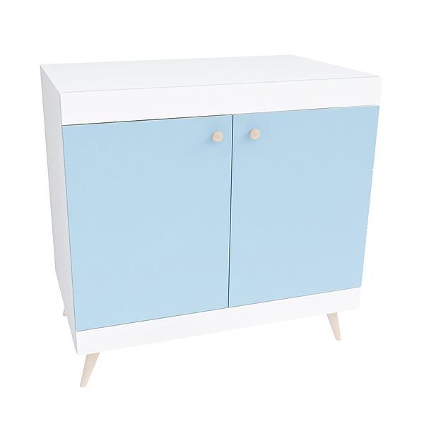 Comoda scandinava THOR 1 raft 90x85x43 - Carcasa: PAL Alb - Fete: PAL Surf Blue