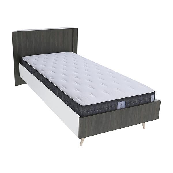 Pat single scandinav THOR 90x200 - Carcasa: PAL Alb - Fete: PAL Lemn Antracit 1 - Tablie: Netapitata