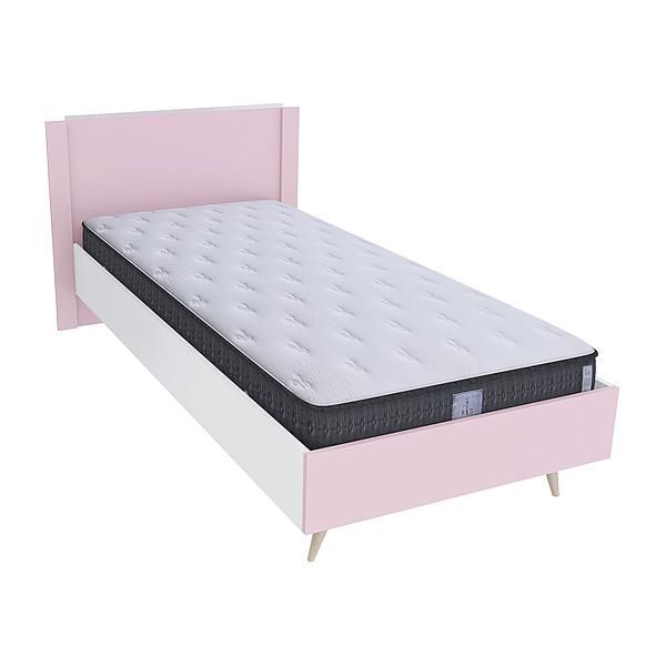 Pat single scandinav THOR 90x200 - Carcasa: PAL Alb - Fete: PAL Marshmallow  - Tablie: Netapitata