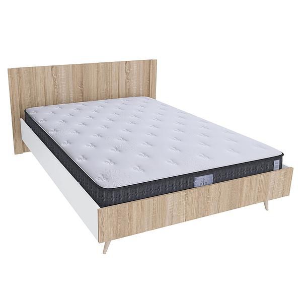 Pat dublu scandinav THOR 140x200 - Carcasa: PAL Alb - Fete: PAL Sonoma 1 - Tablie: Netapitata