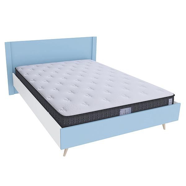 Pat dublu scandinav THOR 140x200 - Carcasa: PAL Alb - Fete: PAL Surf Blue - Tablie: Netapitata