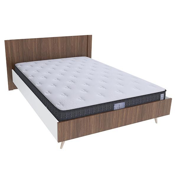 Pat dublu scandinav THOR 140x200 - Carcasa: PAL Alb - Fete: PAL Lemn Antichizat 08 - Tablie: Netapitata