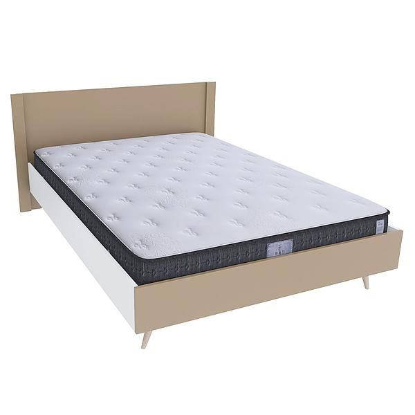 Pat dublu scandinav THOR 140x200 - Carcasa: PAL Alb - Fete: PAL Capucino 1 - Tablie: Netapitata