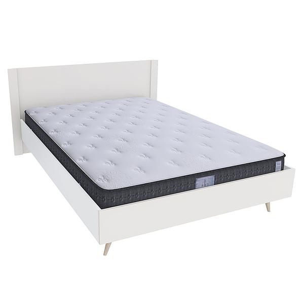 Pat dublu scandinav THOR 140x200 - Carcasa: PAL Alb - Fete: PAL Migdala 1 - Tablie: Netapitata