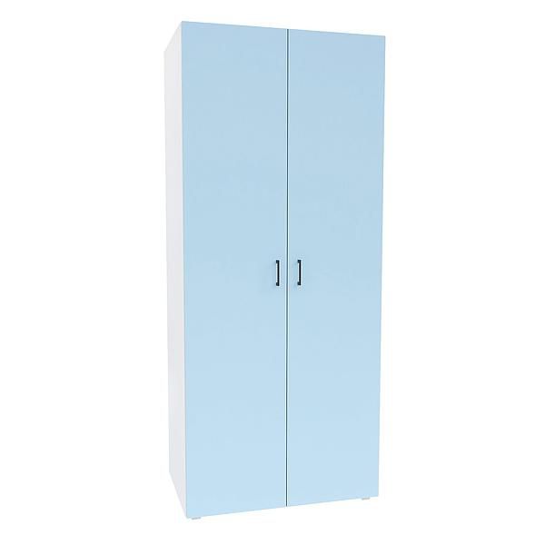 Dulap JUMBO 6 rafturi si bara de umerase 90x211x57 - Carcasa: PAL Alb - Fete: PAL Surf Blue