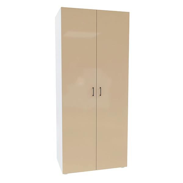 Dulap JUMBO 6 rafturi si bara de umerase 90x211x57 - Carcasa: PAL Alb - Fete: MDF Lucios Capucino