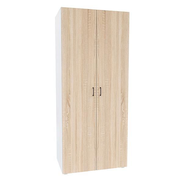 Dulap JUMBO 2 rafturi si bara de umerase 90x211x57 - Carcasa: PAL Alb - Fete: PAL Sonoma 1