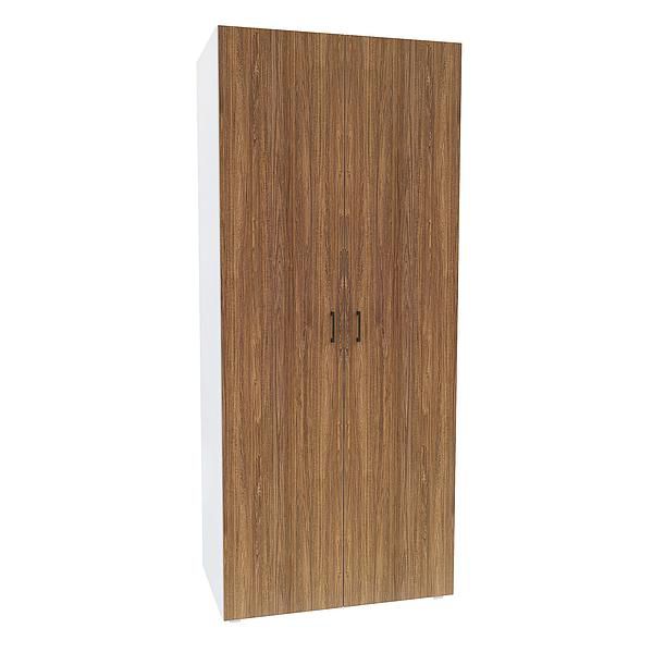 Dulap JUMBO 2 rafturi si bara de umerase 90x211x57 - Carcasa: PAL Alb - Fete: PAL Lemn Antichizat 08