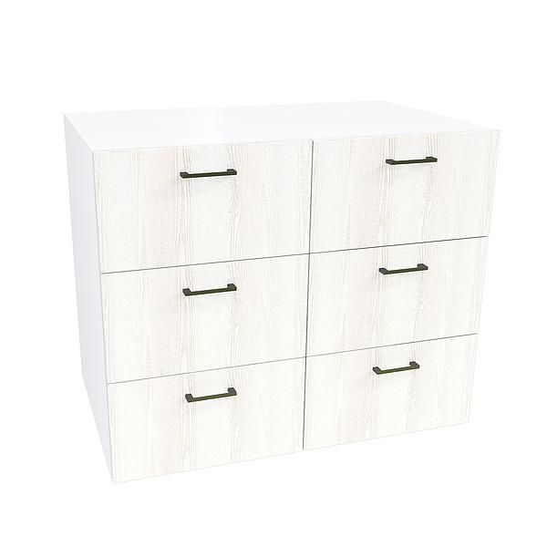 Comoda JUMBO 6 sertare 90x73x43 - Carcasa: PAL Alb - Fete: PAL Pin Alb 08