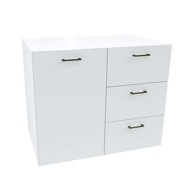 Comoda JUMBO 3 sertare 90x73x43 - Carcasa: PAL Alb - Fete: PAL Alb 1