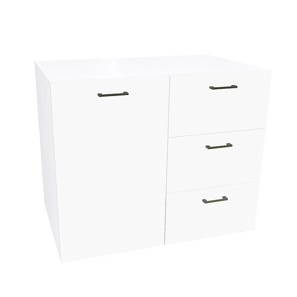 Comoda JUMBO 3 sertare 90x73x43 - Carcasa: PAL Alb - Fete: PAL Gri Piatra