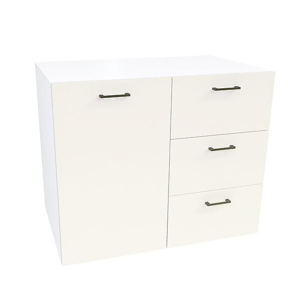 Comoda JUMBO 3 sertare 90x73x43 - Carcasa: PAL Alb - Fete: PAL Migdala 1