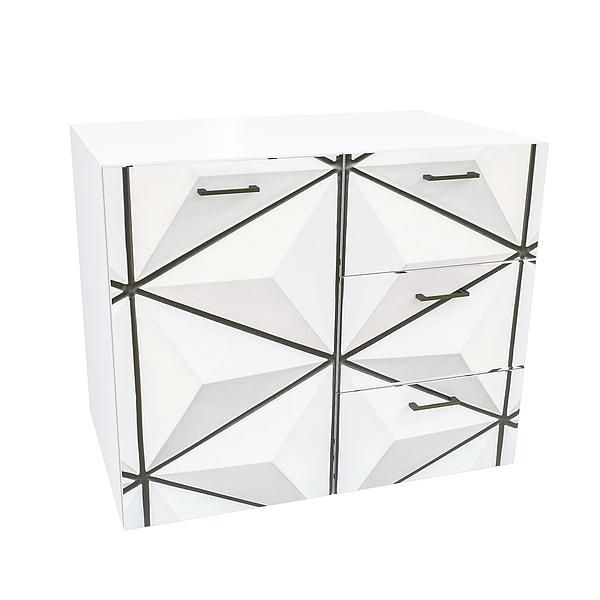 Comoda JUMBO 3 sertare 90x73x43 - Carcasa: PAL Alb - Fete: PAL Printat