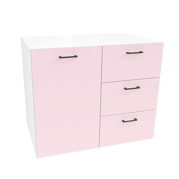 Comoda JUMBO 3 sertare 90x73x43 - Carcasa: PAL Alb - Fete: PAL Marshmallow 